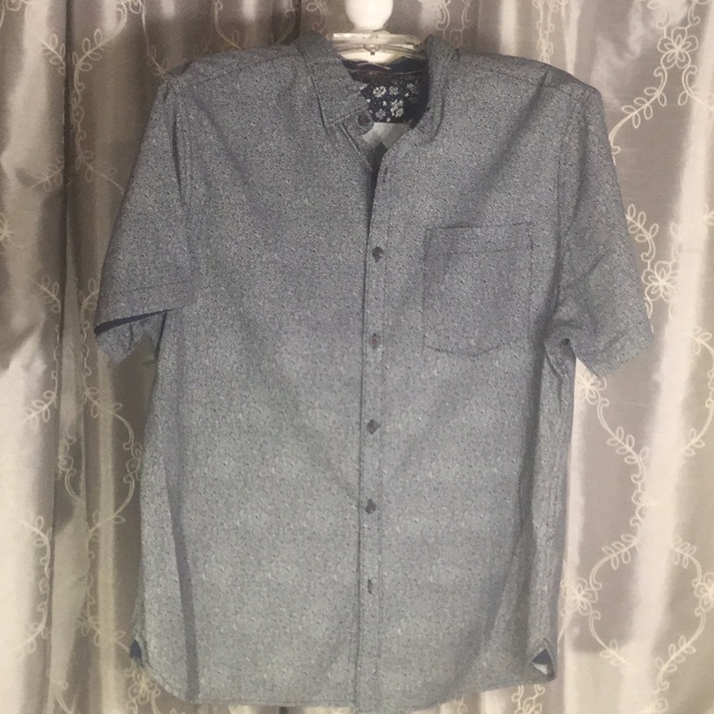 EUC Mens Mini Floral Denim & Flowers Shirt, XL